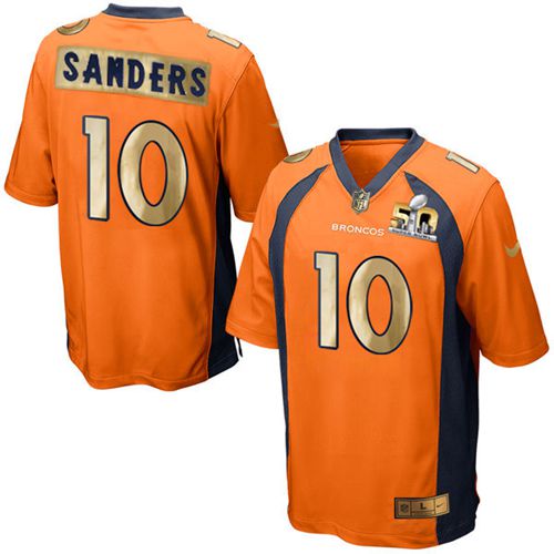 Nike Broncos #10 Emmanuel Sanders Orange Team Color Men's Stitched NFL Game Super Bowl 50 Collection Jersey - Click Image to Close